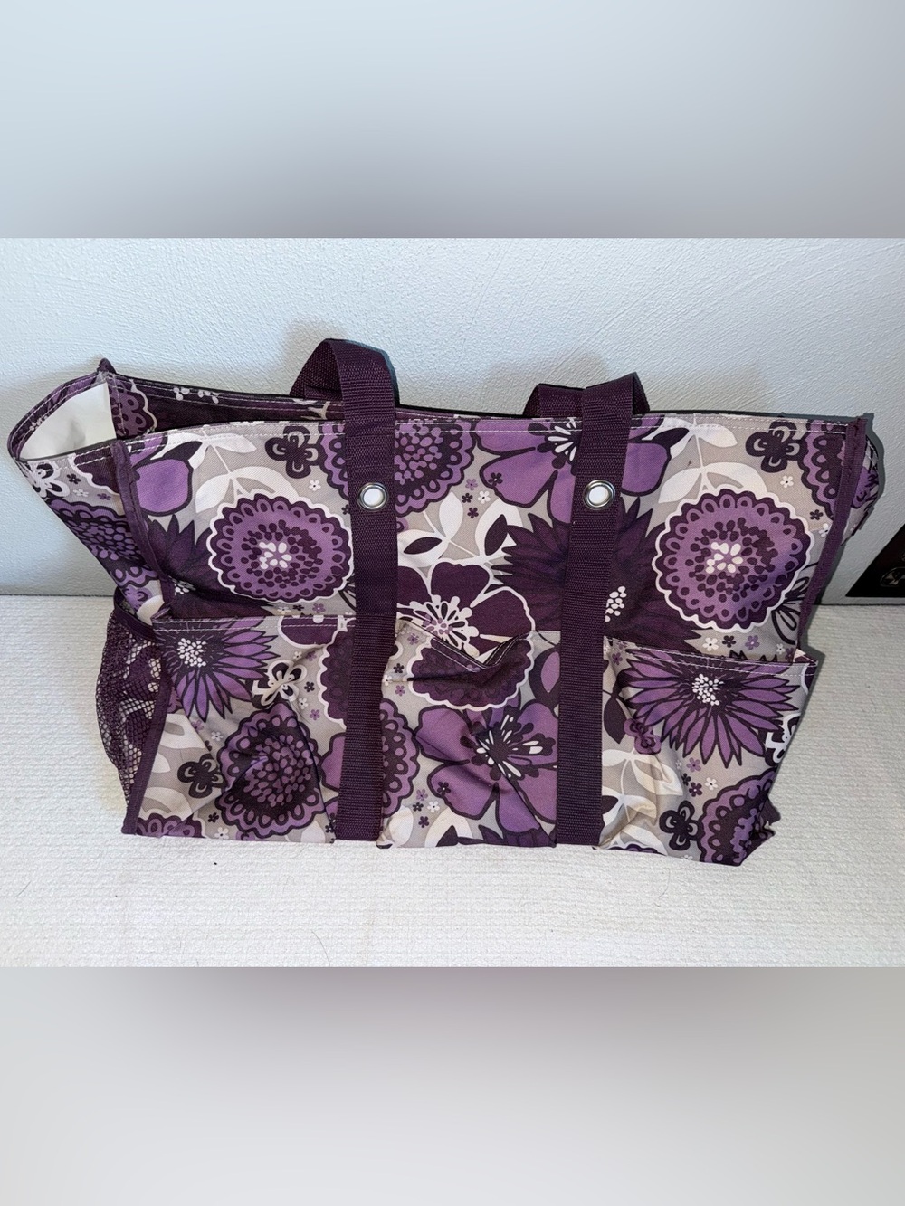 thirty-one Purple Floral Canvas Tote